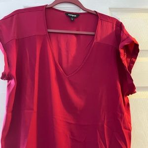 Hot pink, cap sleeved, Express blouse.